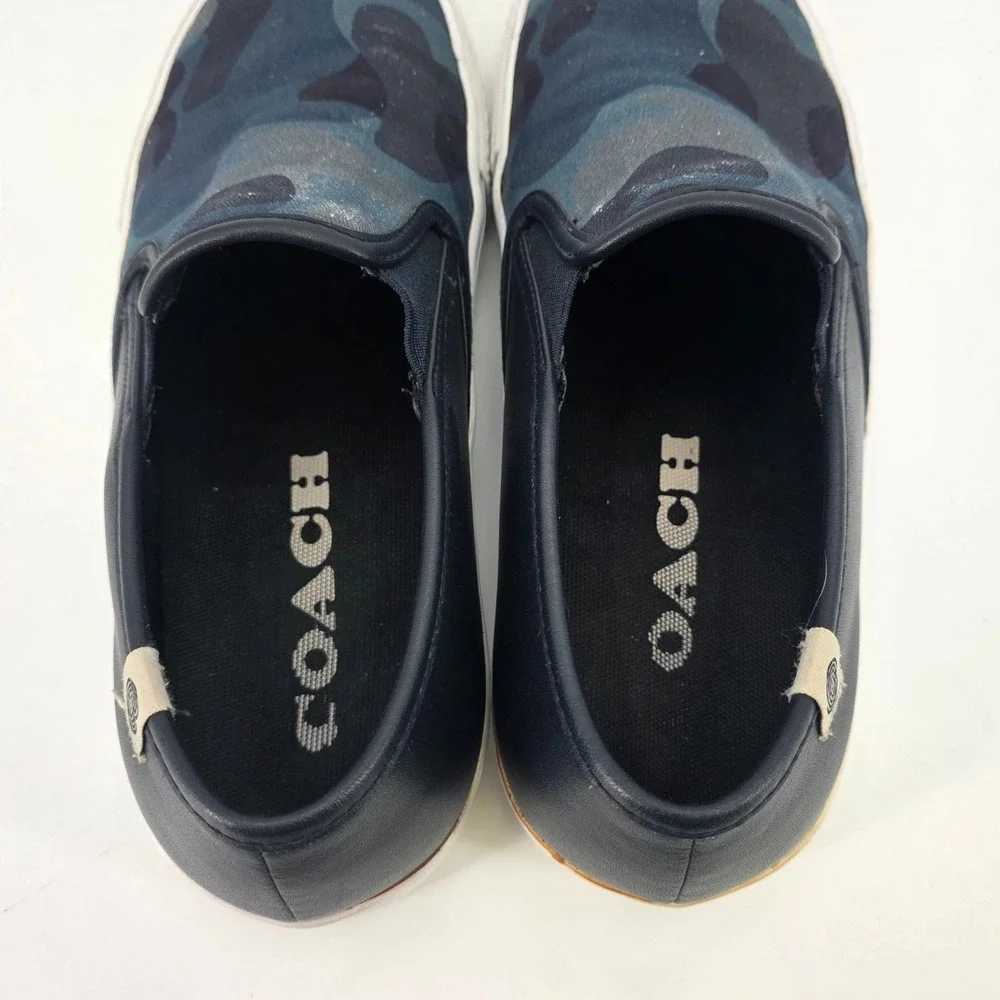COACH CITYSOLE SKATE SLIP ON SNEAKERS MENS SIZE 10 D BLUE CAMO LEATHER CANVAS - Picture 13 of 14